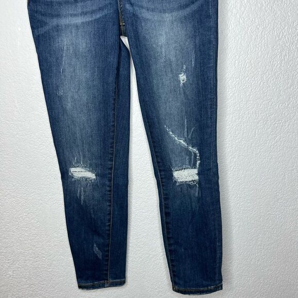 Judy Blue Relax Fit Whiskered Light Distressed Dark Blue Wash Women Jeans Sz 27 - Picture 5 of 11